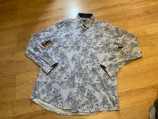 Guide London Shirt Size 2XL XXL Long Sleeve Mens Blue White Paisley Stretch