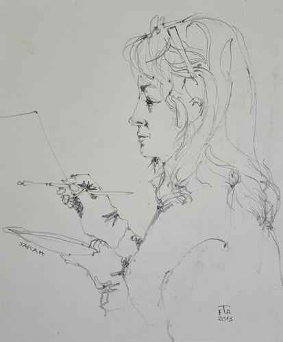 Pencil portrait woman artist - portrait,