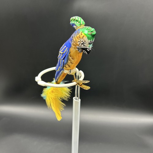 Blue gold parrot blown glass - parrot,