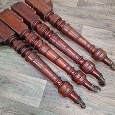 Set Of 4 Antique Turned Mahogany Table Legs - Castors – Victorian Solid Wood