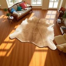 100% Genuine Cow hide Rug Area Carpet Skin Leather 45x45 Inches 4 Feet Aprox