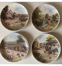 Set of 4 Farm Scene Collectors plates, Fine China, Hand Decorated