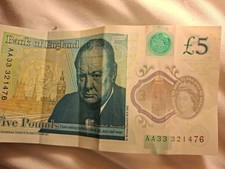  AA33 Bank Of England £5 Five Pound Note - New issue Plastic/Polymer AA33 286167