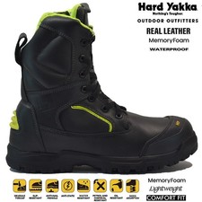 MENS LEATHER WATERPROOF SAFETY COMPOSITE TOE AIRPORT FIREMAN WORK ANKLE BOOTS