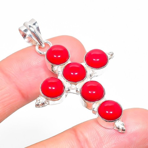 Red coral gemstone handmade - red,