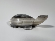 Hand Carved Onyx Tortoise / Turtle Grey Marbled Animal Figurine Ornament
