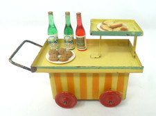 VINTAGE KIBRI RAILWAY BUFFET TROLLEY CART TINPLATE TOY 0/1 GAUGE GERMANY