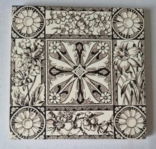 Antique tile spring flowers