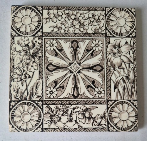 Antique tile spring flowers