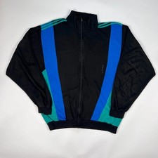 Vintage 90s Adidas Jacket Mens XL Black Blue Green Retro Track Sut windbreaker