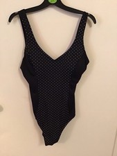 Debenhams Women's Black Polka Dot Swimming Costume Size 18