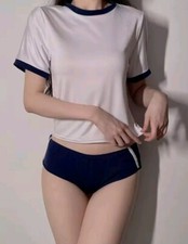Sexy Outfit Japanese Asian Schoolgirl Cosplay Naughty PE Lesson Uniform Knickers