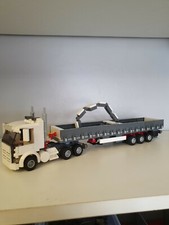 Lego city custom 6 wheel truck + tri-axl brick loader trailer with  hiab   L@@k