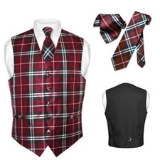 Men's Plaid Design Dress Vest