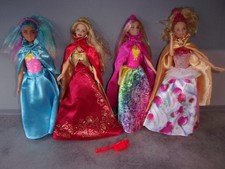 BUNDLE OF BARBIE PRINCESS DOLLS WITH CLOAKS NECKLACE & TIARAS 1 LIGHTS UP/SINGS