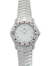 EBEL Classic Wave Diamond And Ruby Bezel E9157116-20 Ladies Used Watch #91023