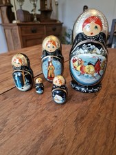 Vintage Matryoshka Russian Nesting Dolls Hand Painted Signed And Dated By Artist