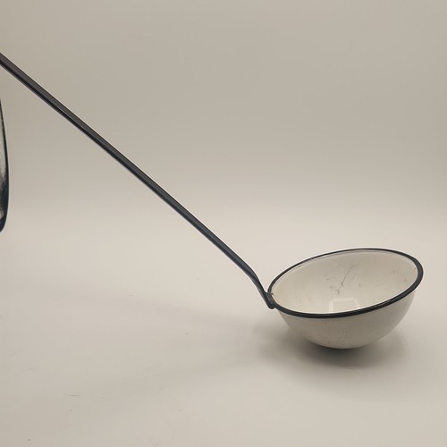 Enamelware soup ladle antique - enamelware,