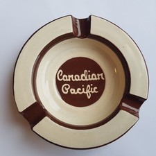Canadian Pacific Railway Train ceramic ashtray pottery brown 1950s Wales Vintage
