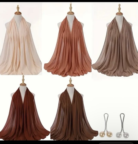 5pcs muslim chiffon hijab - 5pcs,