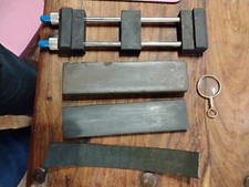 Vintage Natural Sharpening Oil Stones, Honing Stones Holder Leather Strop Mag