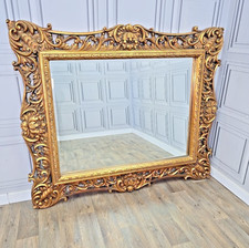 XL Large Antique Baroque Mirror Ornate Rococo Style Over Mantle Wall Gold Carved