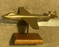 Brass Seahawk Aircraft Desktop Model On Mahogany Base Look Like 1/72 Scale RNavy