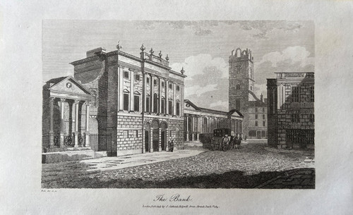 1813 antique print - antique, bank