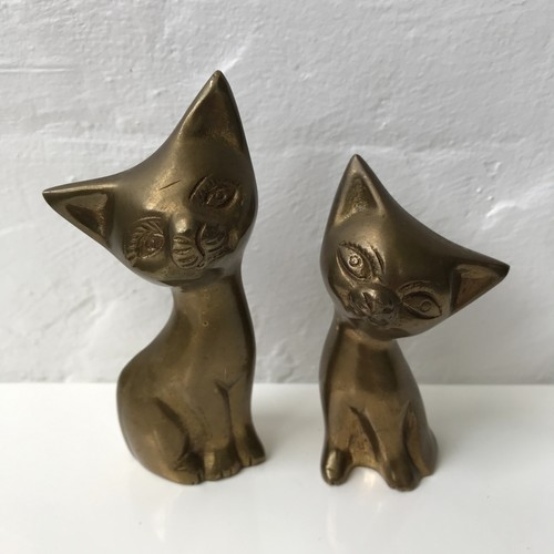 Vintage brass cats ornaments - cats,