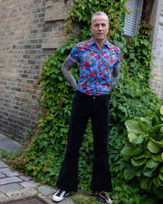 MEN'S RETRO VINTAGE 60'S70'S STYLE  BELLBOTTOM FLARED  STRETCH BLACK   CORDS