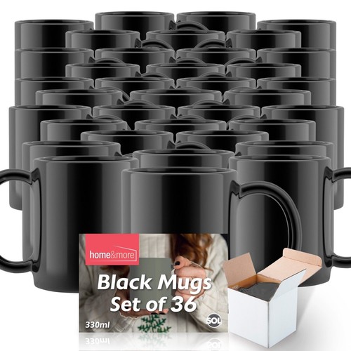 48pk plain black mugs 11oz - plain,