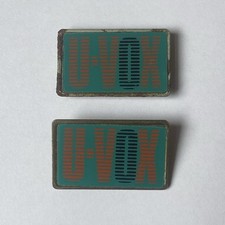 Vintage 80s Ultravox Enamel Badges x 2 Same Old Story New Wave Pop England Rare!
