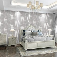 Grey Silver 3D Damask Wave