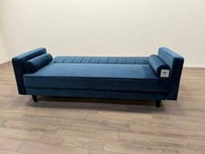 Preston Velvet 3 Seater Clic Clac Sofa Bed – Navy