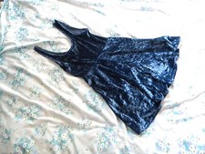 TopShop Blue Stretch Velvet Skater Dress Size 8 Short Cocktail Mini