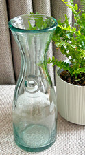REDUCED!  Vintage retro glass wine/water carafe with circle accent. Height 10.5"