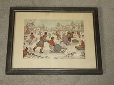 Anton Pieck Print. Sleigh Scene. Framed and ready for hanging.