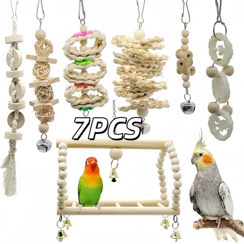 7pcs parrot toys set budgie - parrot,