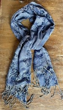 Avon Blue Floral Scarf Tassel