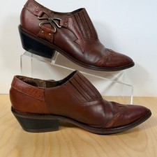 RARE Vintage 80s Zapato Brazil Western Leather Booties 7.5M – Two-Tone Brown