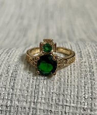 Gold Vivienne Westwood Emerald Ring Saturn Orb Gold VW Ring Open Band