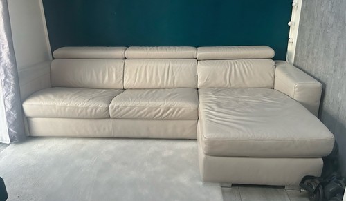 Dfs cream leather sofa - cream, bed
