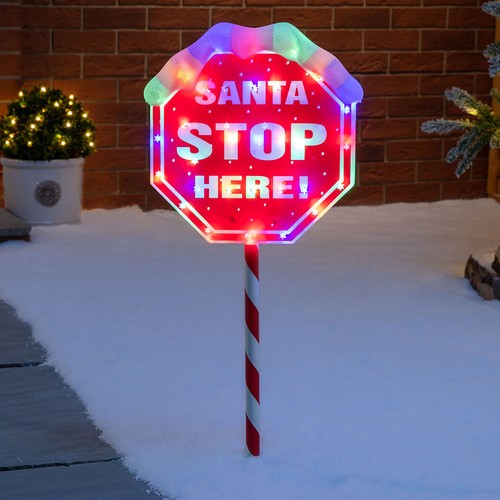Light santa stop here - santa, sign