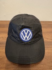 VW Volkswagen vintage Leather Baseball Cap Hat Black Adjustable