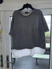 Short Sleeved Jumper with Shirt Hem Detail Size 16 by TU