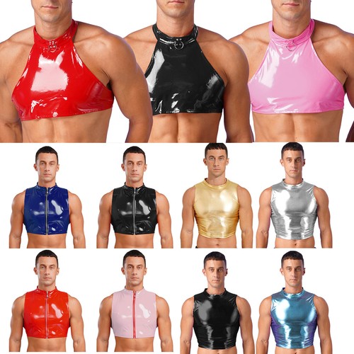 Mens glossy cropped vest - mens,