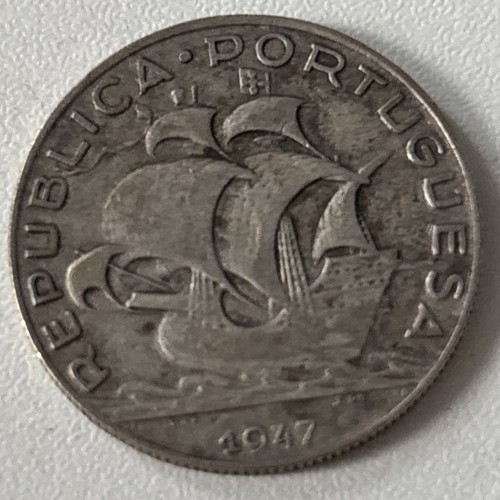 1947 portugal escudos - 5, silver