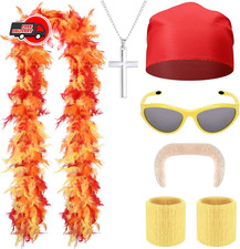 Hulk Hogan Wrestler Costume Kit 6 Pc Set Feather Boa Glasses Moustache Men