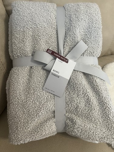 Dove grey borg blanket throw - dove,