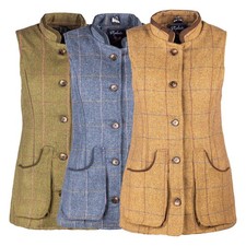 Ladies Buttoned Up Tweed Wool Waistcoat Womens Country Gilets Rydale